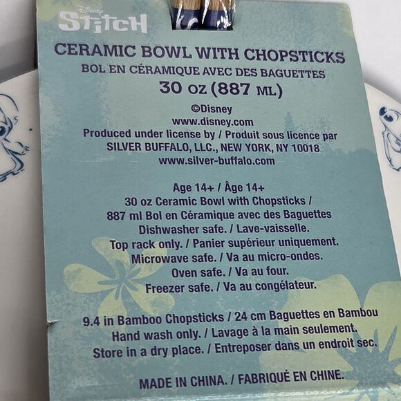 Disney Stitch Ceramic Ramen Noodle Bowl with Chopstick Set of 3pc‎ 30oz - Picture 10 of 14